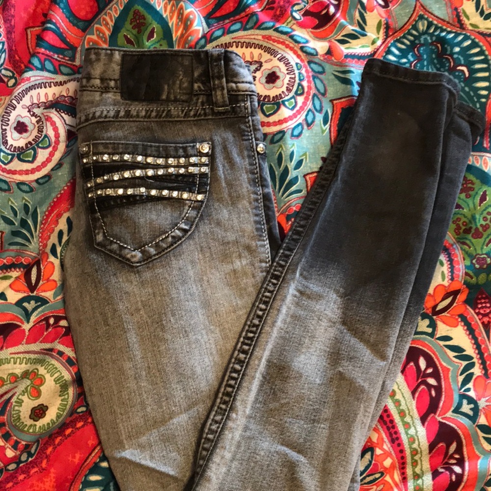 Express skinny jeans with rhinestones